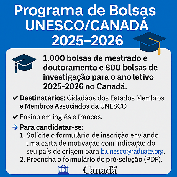 Programa de Bolsas Copatrocinadas UNESCO/CANADÁ 2025 - 2026